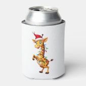 Giraffe Xmas Lighting Funny Santa Giraffe Christma Blikjeskoeler (Blikje Voorkant)