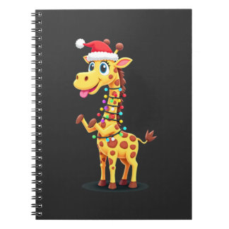 Giraffe Xmas Lighting Funny Santa Giraffe Christma Notitieboek
