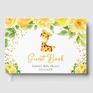 Giraffe Yellow Floral Baby Shower Gastenboek