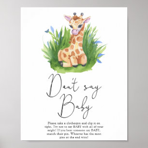 Giraffe - zeg geen baby Poster