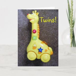 GIRAFFE ZEGT CONGRATS-TWINS KAART