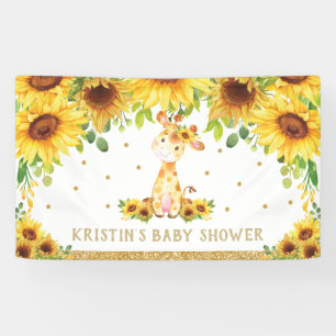 Giraffe Zonnebloem Baby shower Birthday Backdrop Spandoek