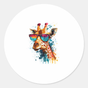 Giraffe zonnebril Funny African Animal Lo Ronde Sticker