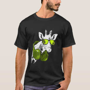 Giraffe zonnebril hoofdtelefoon Festival Music Fan T-shirt