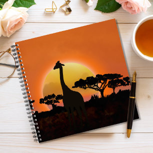 Giraffe Zonsondergang Notitieboek Afrikaanse Saf