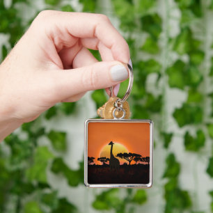Giraffe Zonsondergang Sleutelhanger Afrikaanse S