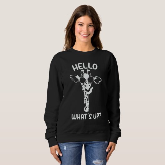 Giraffe Zoo Animal Giraffe Hello What's Up Giraf Trui (Voorkant volledig)