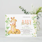 Giraffe Zoo Animaux Baby shower Invitation (Debout devant)