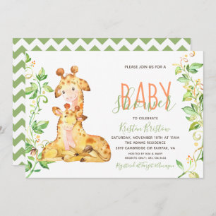 Giraffe Zoo Dieren Baby shower Uitnodiging