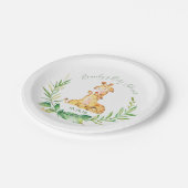 Giraffe Zoo Oerwoud Dieren Baby shower Papieren Bordje (Gekanteld)