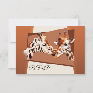 Giraffe Zoo Safari Wedding RSVP Kaart