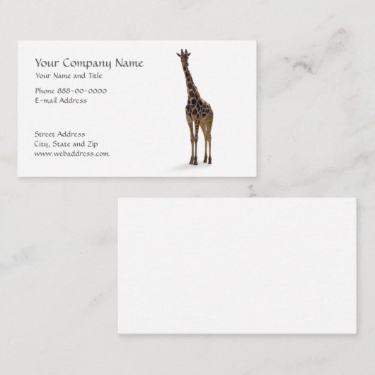 Giraffe Zoologiste Carte de visite (Devant / Derrière)