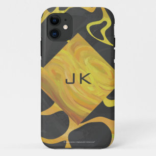 Giraffe, zwart en geel afdrukken iPhone 11 hoesje
