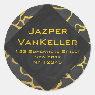 Giraffe, zwart en geel afdrukken ronde sticker