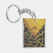 Giraffe, zwart en geel afdrukken sleutelhanger (Voorkant Links)