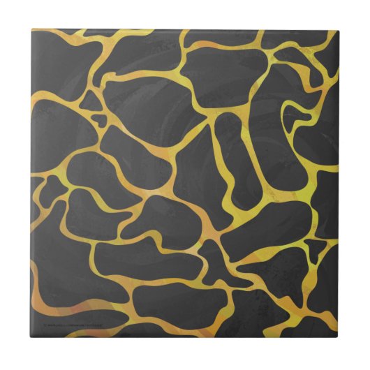 Giraffe, zwart en geel afdrukken tegeltje (Voorkant)