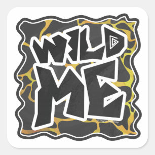 Giraffe, zwart en geel afdrukken vierkante sticker