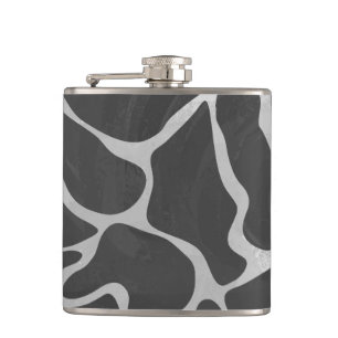 Giraffe zwart en lichte grijze afdrukken heupfles