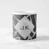 Giraffe zwart en lichte grijze monogram jumbo mok (Voorkant)