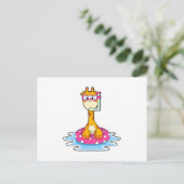 Giraffe zwemt met snorkel briefkaart (Staand voorkant)