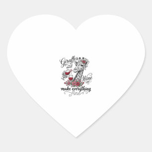 Giraffen En Wijn Vintage Gravure Shirt Ontwerp_1 Hart Sticker