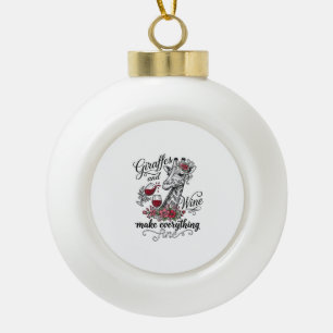 Giraffen En Wijn Vintage Gravure Shirt Ontwerp_1 Keramische Bal Ornament