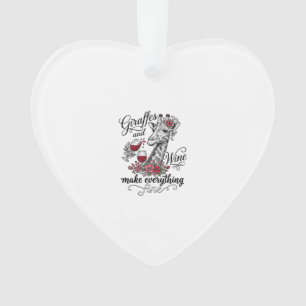 Giraffen En Wijn Vintage Gravure Shirt Ontwerp_1 Ornament