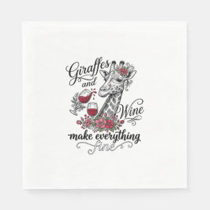 Giraffen En Wijn Vintage Gravure Shirt Ontwerp_1 Servet