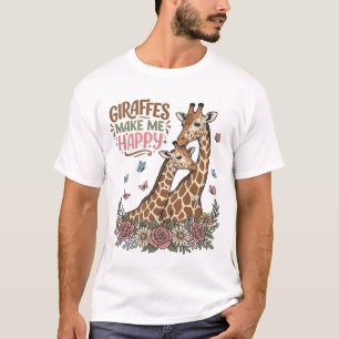 Giraffen maken me gelukkig vintage bloemen shirt o
