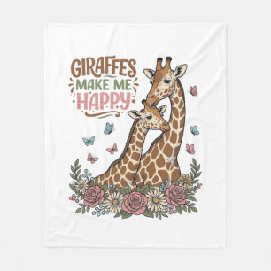 Giraffen maken me gelukkig vintage bloemen shirt o fleece deken