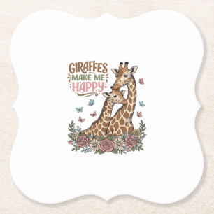 Giraffen maken me gelukkig vintage bloemen shirt o kartonnen onderzetters