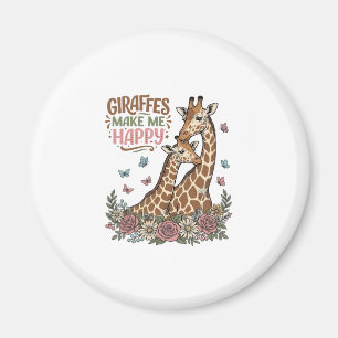 Giraffen maken me gelukkig vintage bloemen shirt o magneet