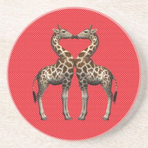 Giraffen Verliefd Zandsteen Onderzetter
