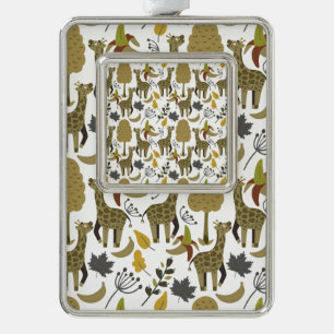 Giraffenaanzicht patroon geel wit hoog verzilverd kader ornament