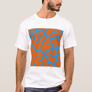 Giraffeprint Oranje Cyaan T-shirt