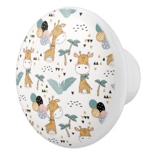 Giraffes, Ballons et Palmiers bouton en céramique