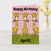 Giraffes Birthday-kaart Kaart (Gele Bloem)