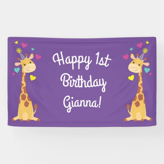 Giraffes - Birthday Party Cute Spandoek (Horizontaal)