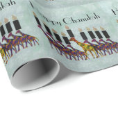 Giraffes Chanukah Menorah Cadeaupapier (Rol Hoek)