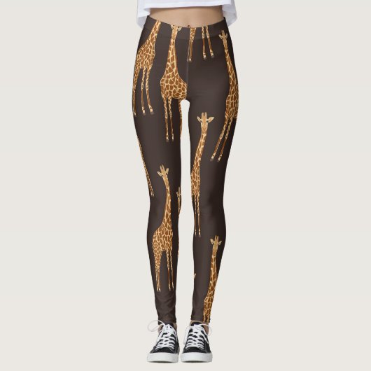 Giraffes Dark: Abstract  naadloos. Leggings (Voorkant)