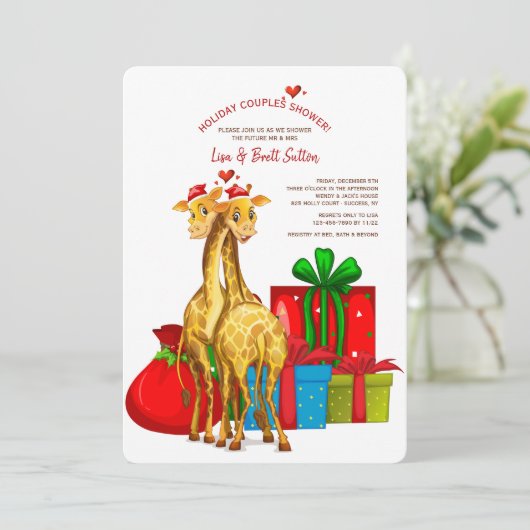 Giraffes de Noël Invitation à la douche pour les c (Debout devant)
