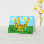 Giraffes Design Carte personnalisée 10e anniversai (Fleur jaune)
