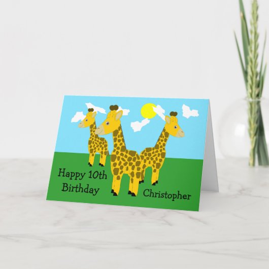 Giraffes Design Carte personnalisée 10e anniversai (Devant)