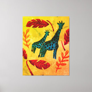Giraffes die op reis zijn met kunst canvas afdruk