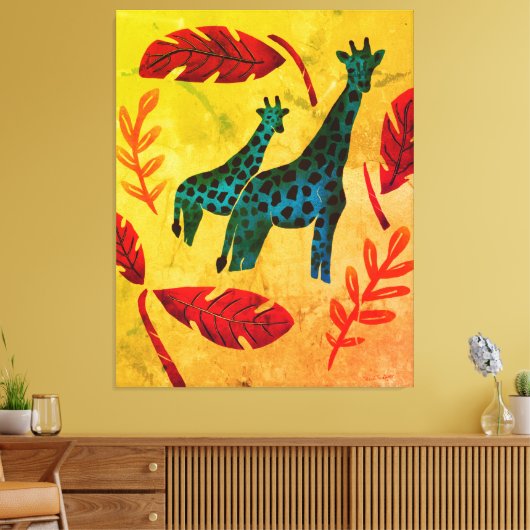 Giraffes die op reis zijn met kunst canvas afdruk (Insitu (Woonkamer))