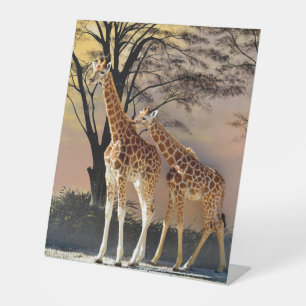 Giraffes en bomen Mok Reclamebord Met Voetstuk