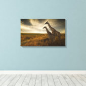 Giraffes en landschap canvas afdruk (Insitu (Houten vloer))