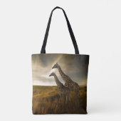Giraffes en landschap draagtas (Achterkant)