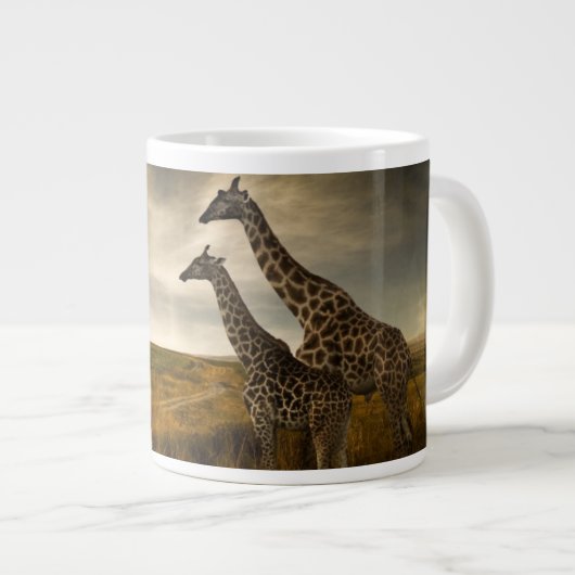 Giraffes en landschap extra grote beker (Voorkant rechts)