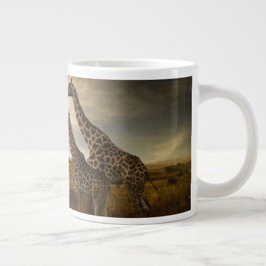 Giraffes en landschap extra grote beker (Rechts)